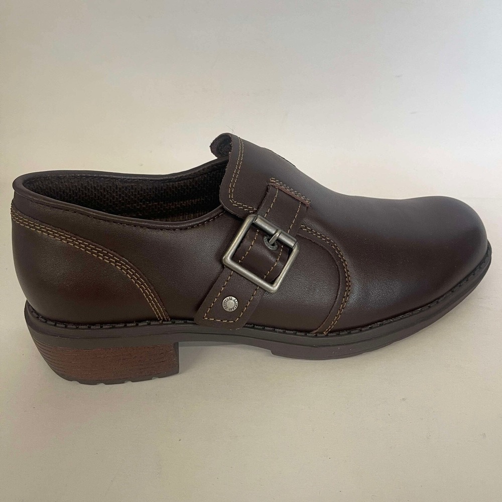 Eastland Slip On Clogs Loafers Open Road Chunky Buckle Brown Mens Size 10M